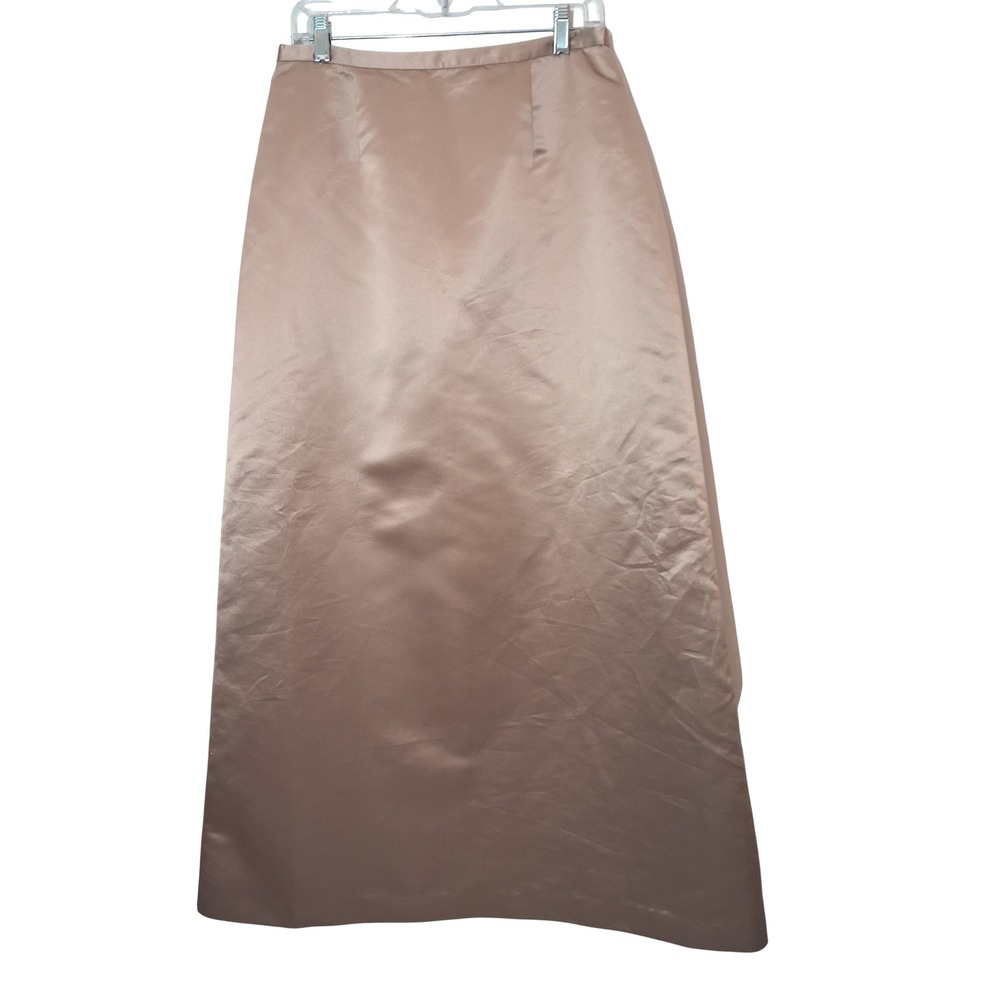 Adrianna Papell Occasions Champagne Satin Maxi Skirt 12 Formal Evening A-Line